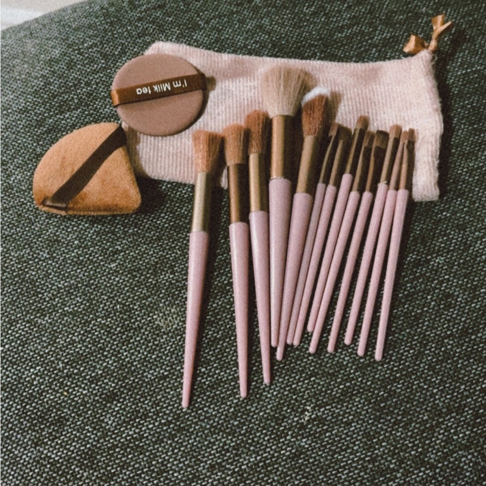 Pink Makeup Brush Set with Pouch